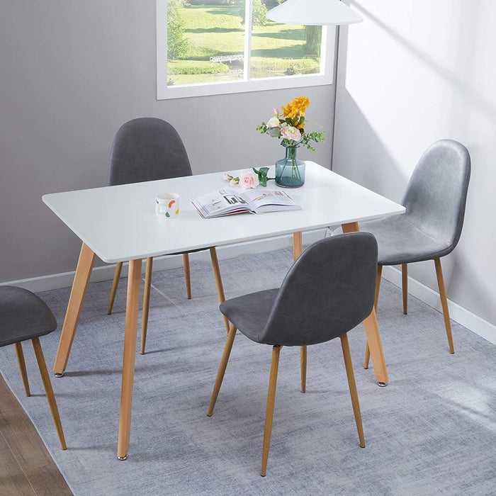 Greenforest Dining Table Modern Rectangular Top with Solid Wood Legs