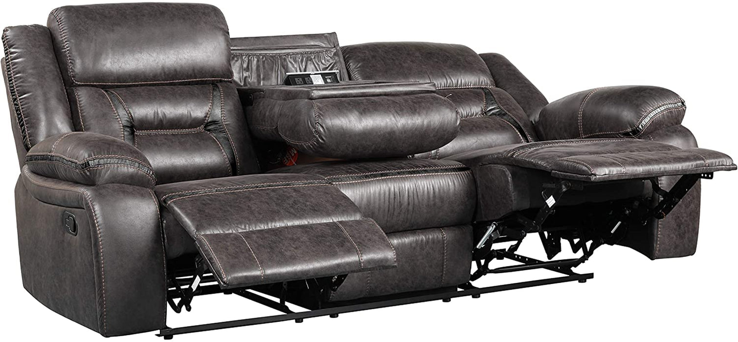 Dark Chesnut Recliner Sofa with Console