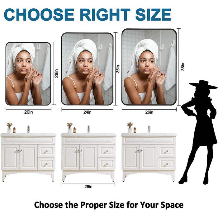 Black Metal Framed Bathroom Wall Mirror