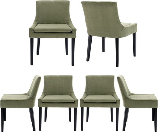 Set of 6 Green Corduroy Mid-Century Modern Chairs