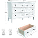 Modern White 6-Drawer Dresser with Metal Handles