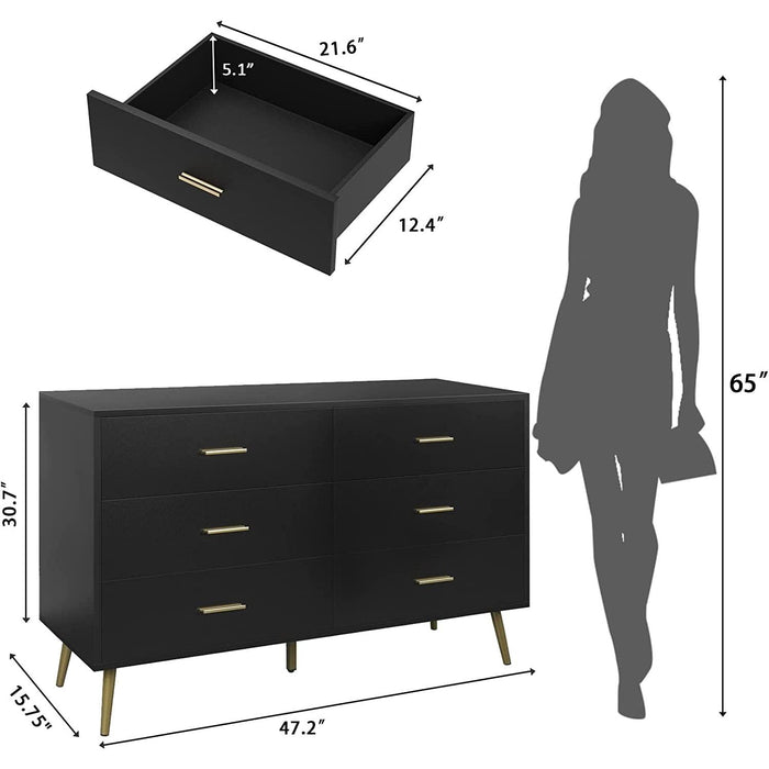 Modern Wood Dresser with Wide Drawers