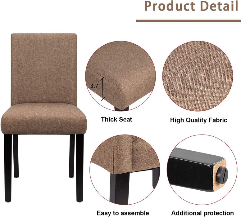 Urban Style Fabric Upholstered Kitchen Chairs (Set of 4, Brown)