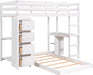 Twin Loft Bed with Desk and Storage Drawers, White