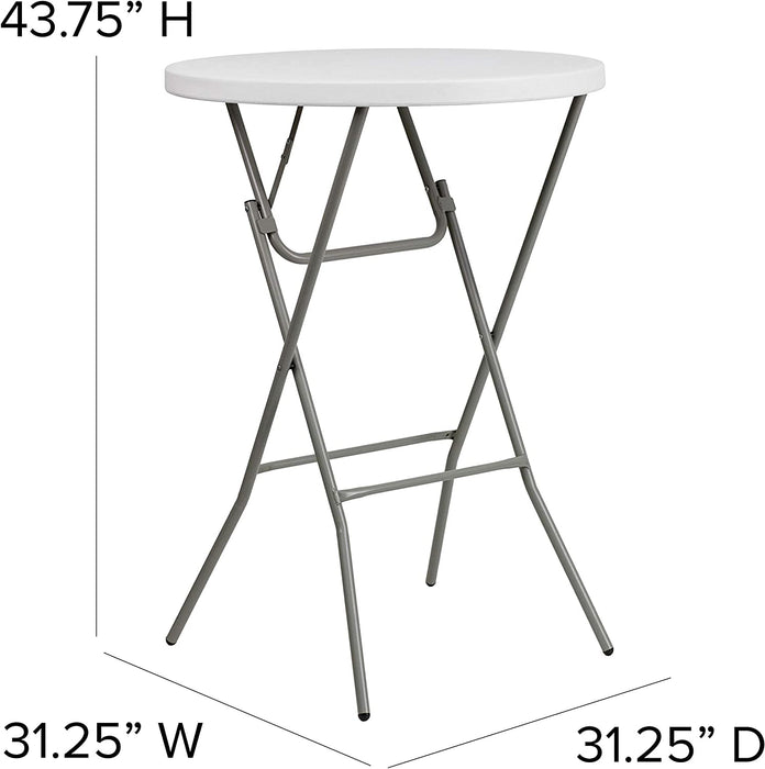 Round Folding Plastic Bar Table in Granite White