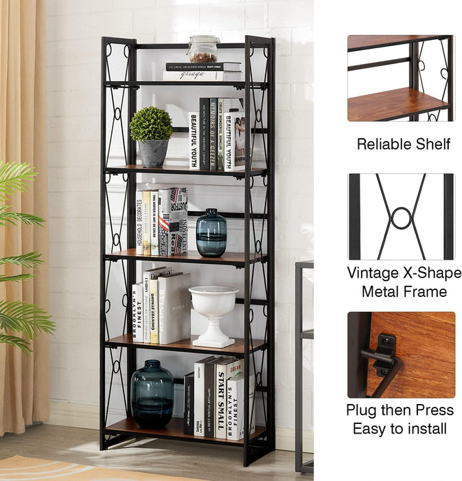 Folding Bookshelf: Metal Organizer for Home Decor