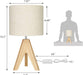 Tripod Table Lamp Wood with Linen Fabric Shade