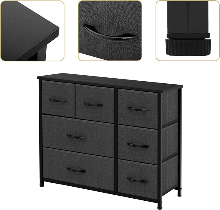 Dark Grey 7-Drawer Fabric Dresser Storage