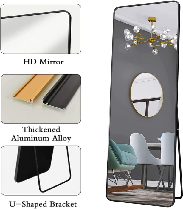 Large Black Aluminum Alloy Wall Mirror