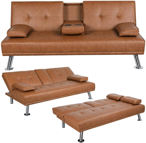 Adjustable Convertible Sofa Bed with Cup Holders