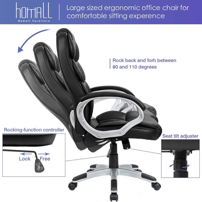 Modern High-Back Executive Office Chair with Lumbar Support