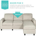 Compact Beige Linen Sectional Sofa with Chaise Lounge
