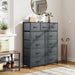 Dark Grey 11-Drawer Fabric Storage Tower