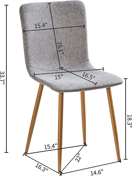Scandinavian Style Fabric Dining Chairs (Set of 4, Gray)