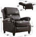 Pushback Recliner Chair, Leather, Rivet Decoration, Dark Grey