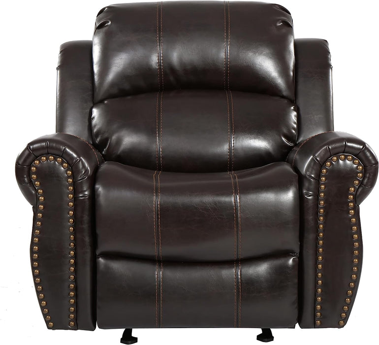 Brown Bonded Leather Gliding Recliner