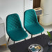 5-Piece Modern Dining Table Set with Dark Green Velvet Chairs