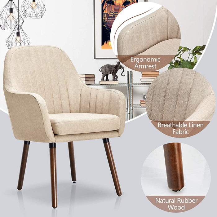 Set of 2 Beige Accent Dining Chairs