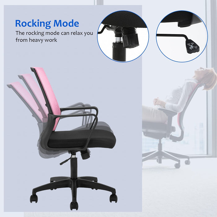 Pink Ergonomic Mesh Office Chair with Lumbar Support