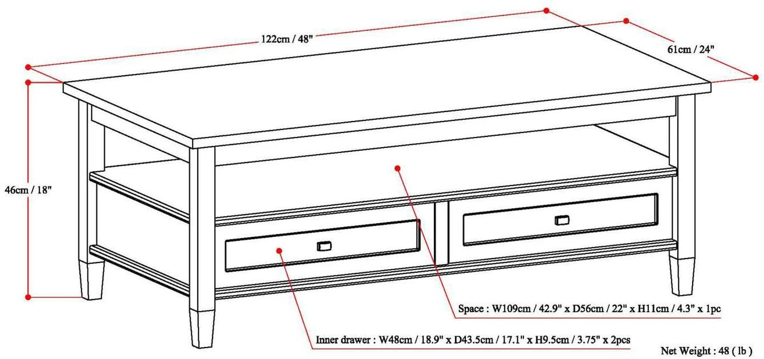 Fog Grey Solid Wood Coffee Table, Full Assembly Required