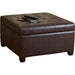 Marbled Brown Leather Ottoman with Storage