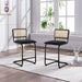 Black Boucle Rattan Counter Stool Set of 2 with Cane Backrest