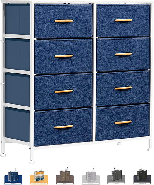 Navy Blue 8-Drawer Tall Wide Dresser