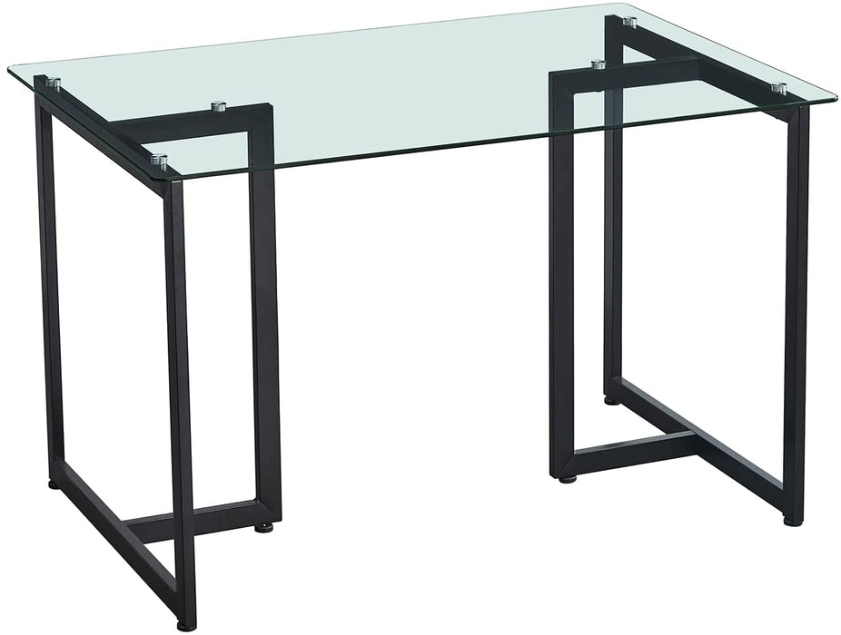 47″ Modern Tempered Glass Dining Table, Black