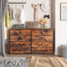 Rustic Brown 8-Drawer Chest of Drawers with Fabric Drawers