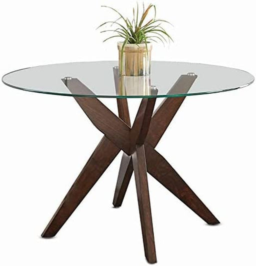 48″ Glass Top Walnut Base Dining Table