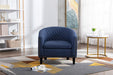 Blue Linen Barrel Chair with Nailheads and Legs