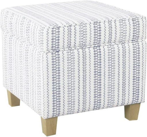 Blue Stripe Ottoman with Storage for Home Decor