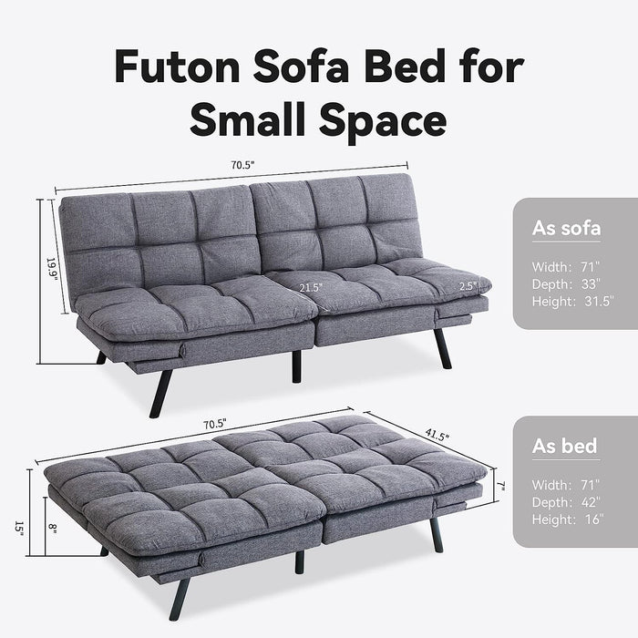 Opoiar Futon Sofa Bed Couch with Frame and Mattressblack Faxu Memory