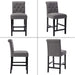 Grey Fabric Counter Height Bar Stools, Solid Wood Legs, Set of 2