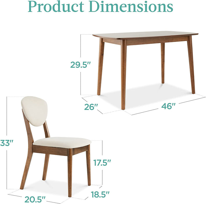 5-Piece Compact Mid-Century Modern Table & Chair Set