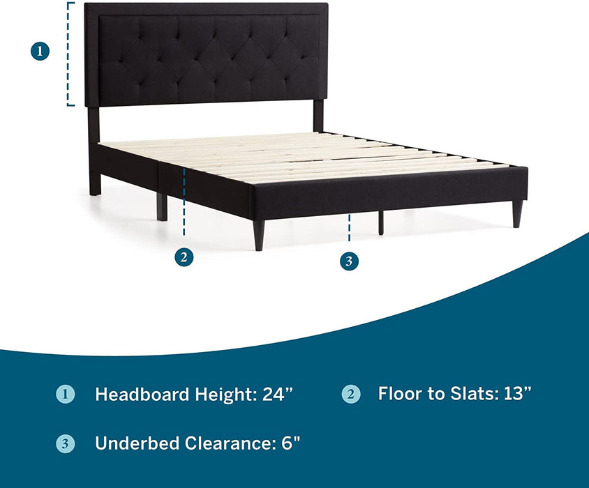 Twin Upholstered Platform Bed Frame with Headboard