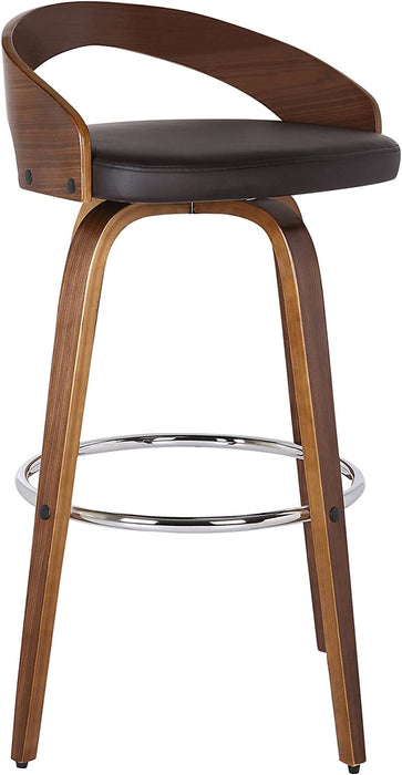 Sonia Barstool with Polyurethane Upholstery, 26″H, Walnut/Brown