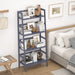 Bamboo 4-Tier Bookshelf with Blue Grey Finish