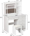 Large Vanity Desk Set with Sliding Lighted Mirror