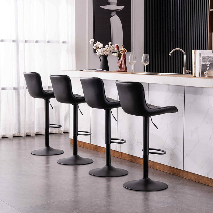 Black Adjustable High Back Barstools, Set of 2