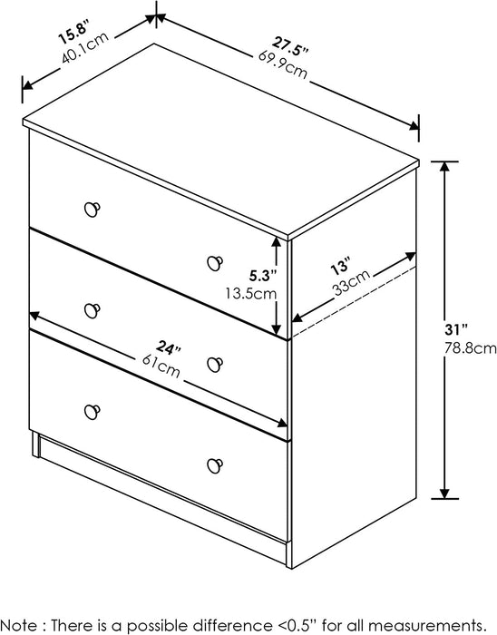 Blackwood 3-Drawer Simple Dresser