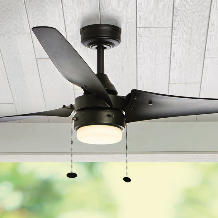 Better Homes & Gardens 56” Black Indoor/Outdoor Ceiling Fan with 3 Blades, Light Kit, Pull Chains & Reverse Airflow
