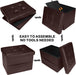 Brown Leather Ottoman with Side Pocket and Padding