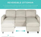 Compact Beige Linen Sectional Sofa with Chaise Lounge
