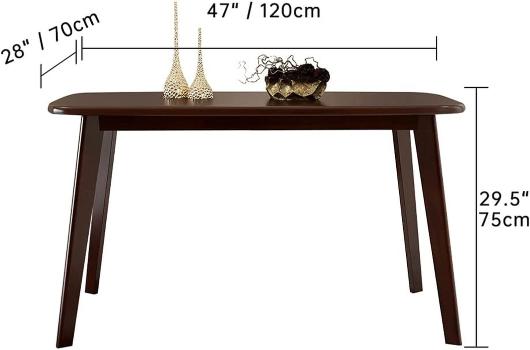 Mid-Century Solid Wood Dining Table, Walnut, 47″