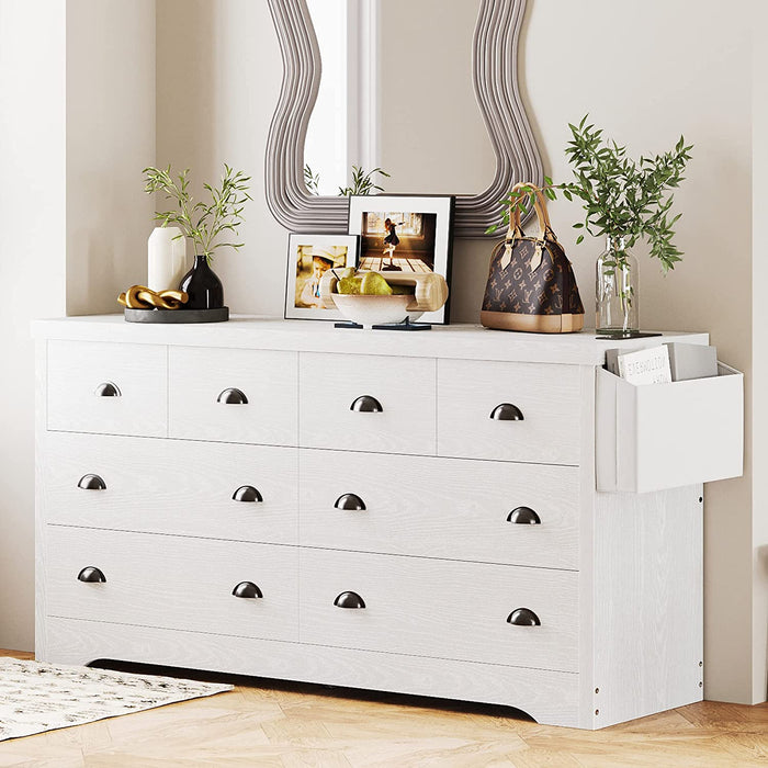 White 8-Drawer Dresser with Charging Port