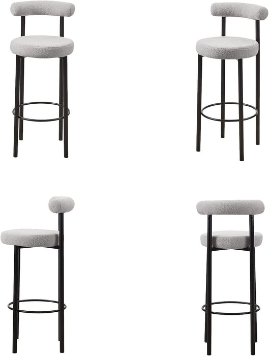 Set of 2 Upholstered Boucle Bar Stools