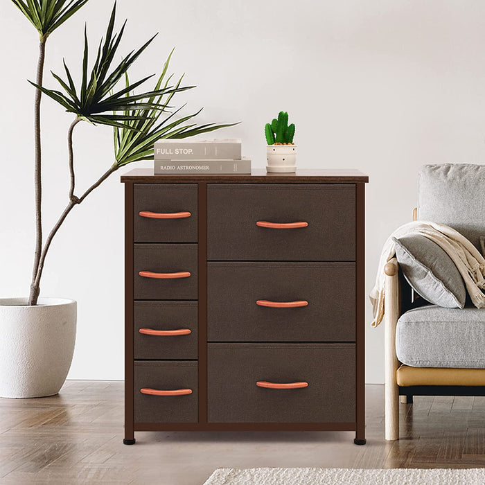 Coffee 7-Drawer Vertical Dresser Storage Tower