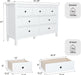 White 7-Drawer Modern Dresser with Solid Wood Legs