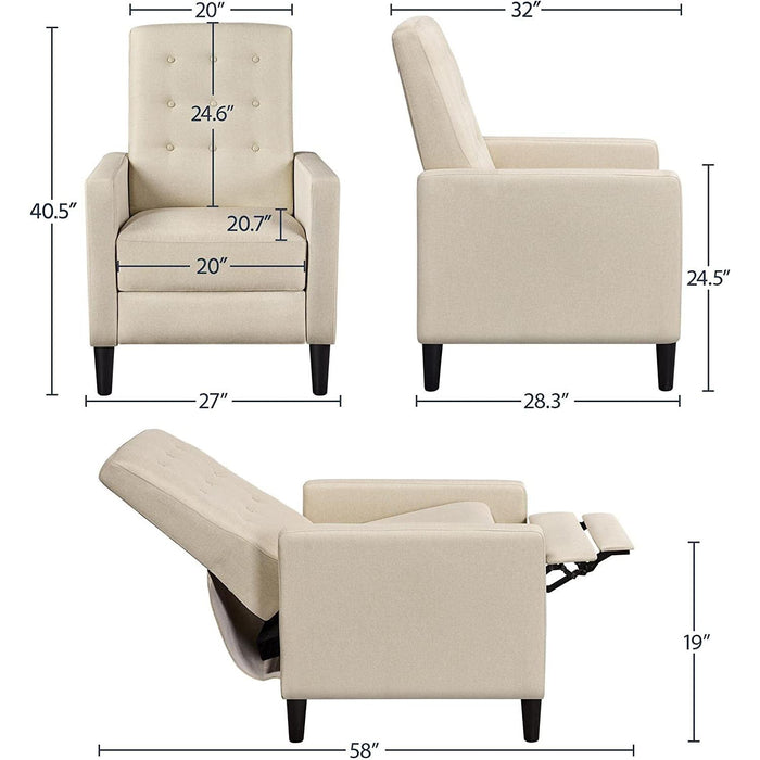 Fabric Recliner Chair Mid-Century Modern